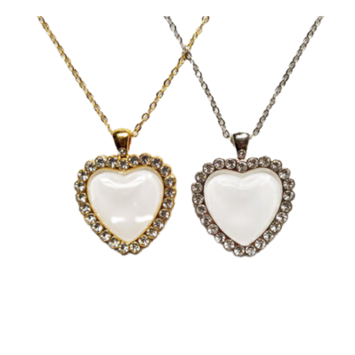 Necklace Sublimation Heart Shaped Sublimation Jewelry Blanks - Pendant with Necklace Gold