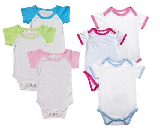 Baby Sublimation Onesie Jumpers  White & White With Color Trim