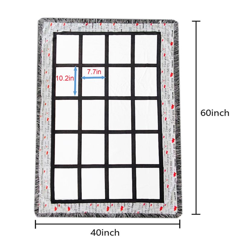Blanket, Sublimation "I Love You" Print Border, 20 Panel