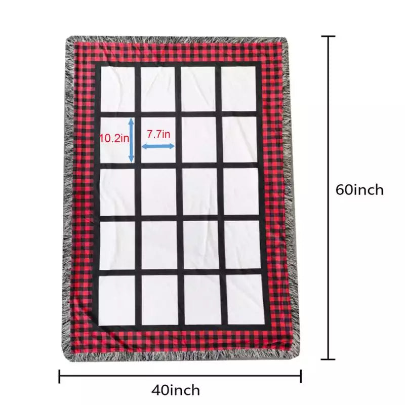 Blanket 20 Panel red and black border sublimation