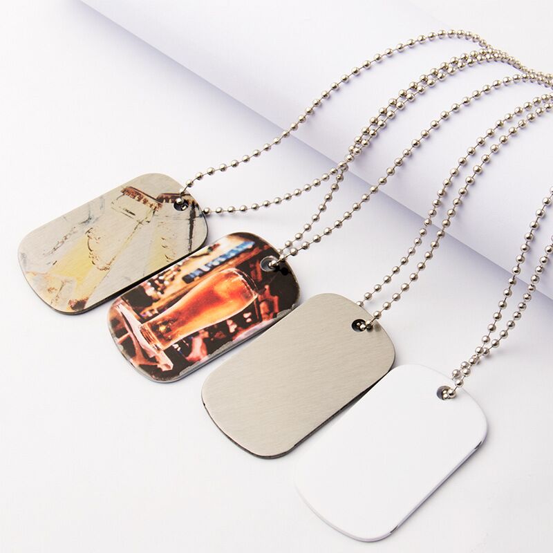 Double Sided Sublimation Dog Tags with Ball Necklace Chain