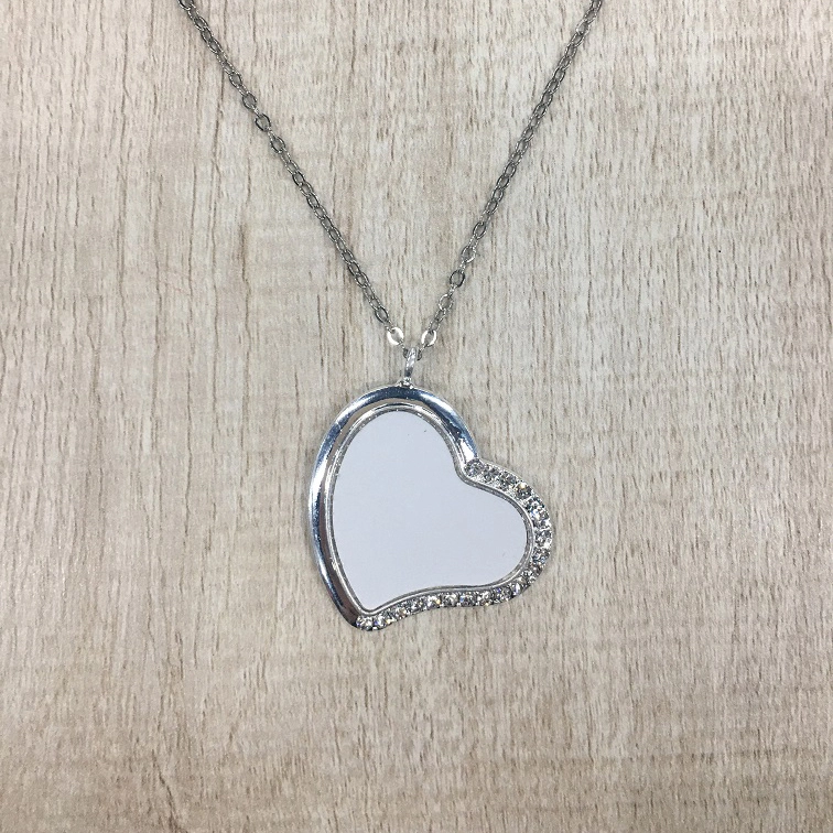 Necklace Sublimation Heart Necklace with Diamonds