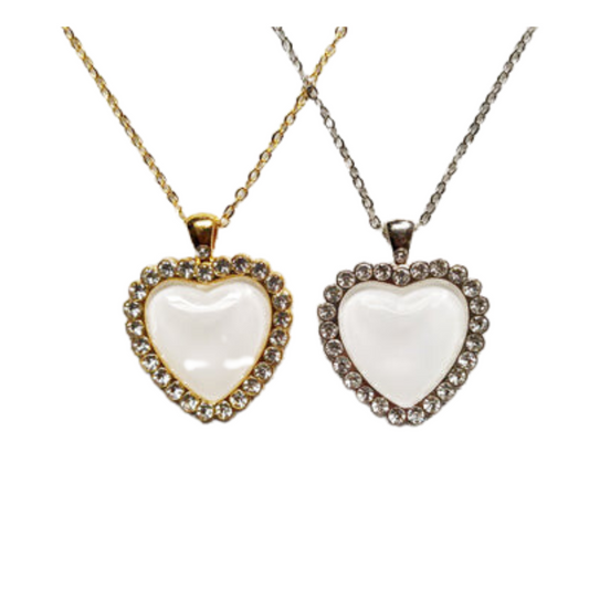 Necklace Sublimation  Heart Shaped Sublimation Jewelry Blanks - Pendant with necklace