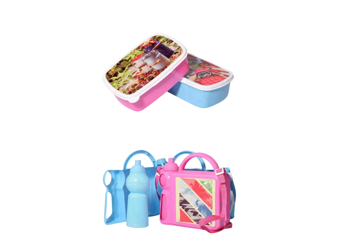 Box , Sublimation Lunch Boxes Pink and Blue ,Large and Small (clearance)