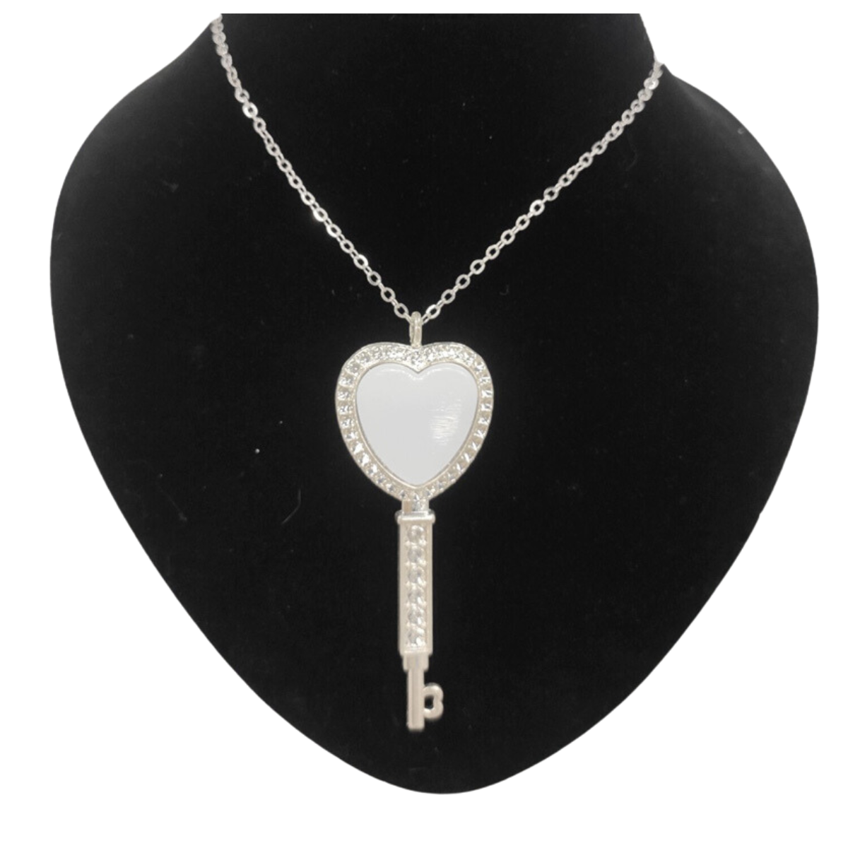 Necklace, Sublimation Key to My Heart Silver