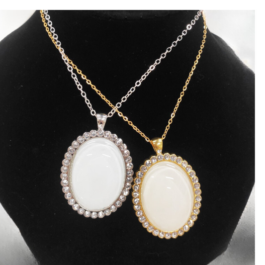 Necklace Sublimation Oval With Diamond Frame