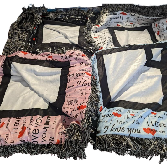 Blanket, Sublimation "I Love You" Print Border, 20 Panel