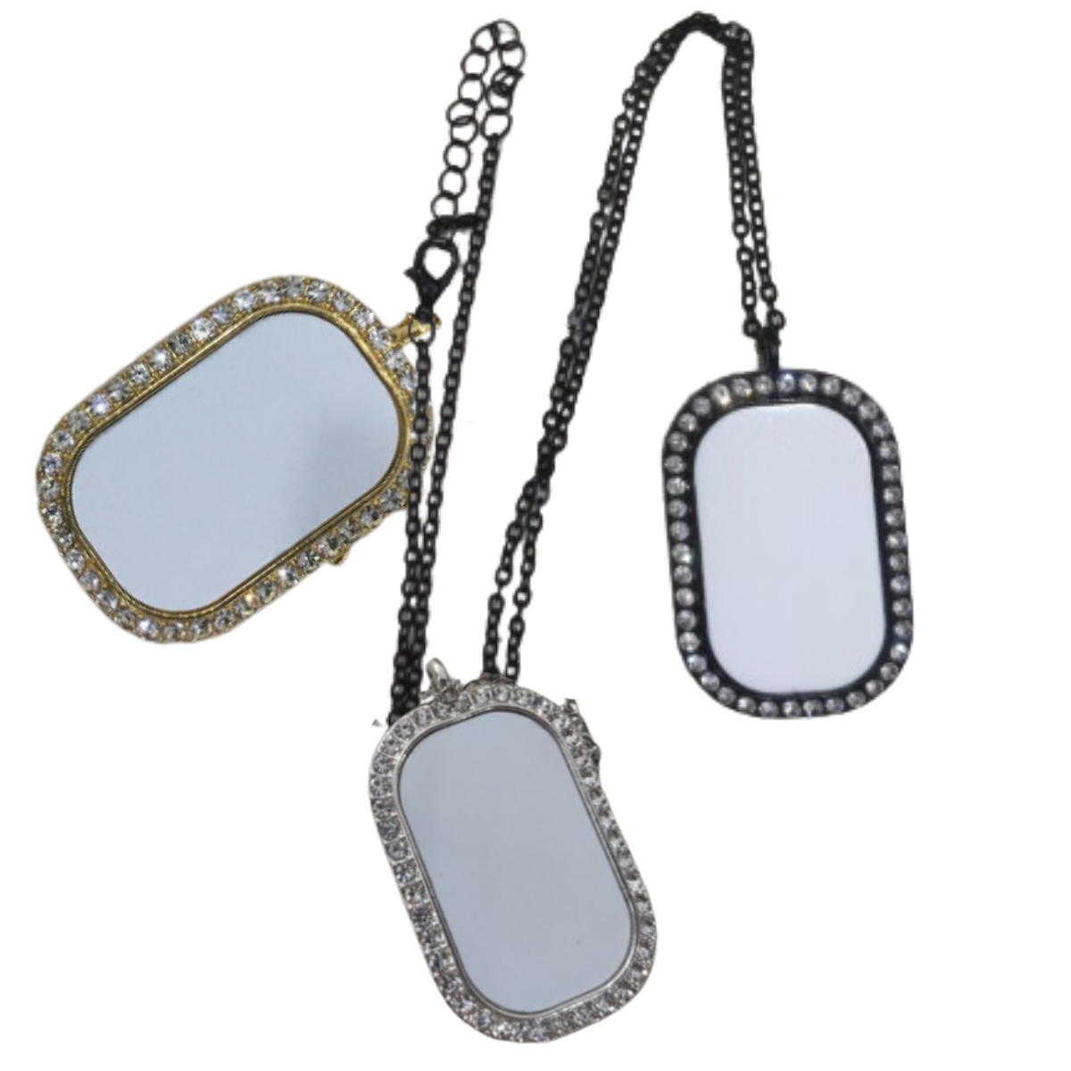 Necklace Sublimation With Diamond Trim Accents Dog Tag Style