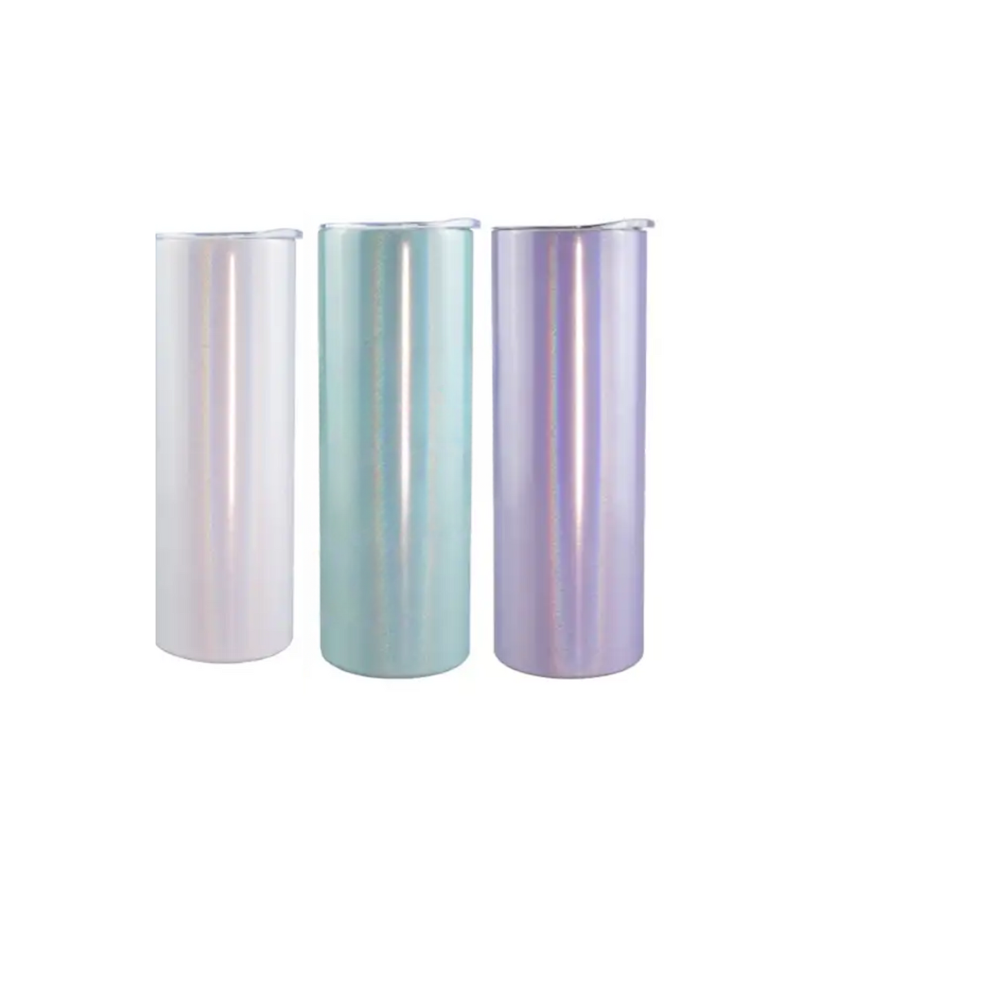 20 oz Straight Skinny Glitter (Rainbow Shimmer) Sublimation Tumblers - 4  Colours