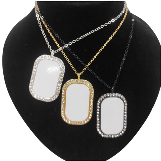 Necklace Sublimation With Diamond Trim Accents Dog Tag Style