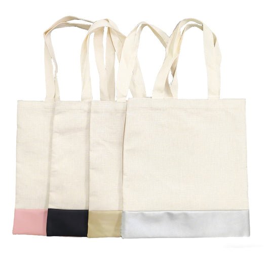 Linen tote bag with PU leather bottom (sublimate on both sides)