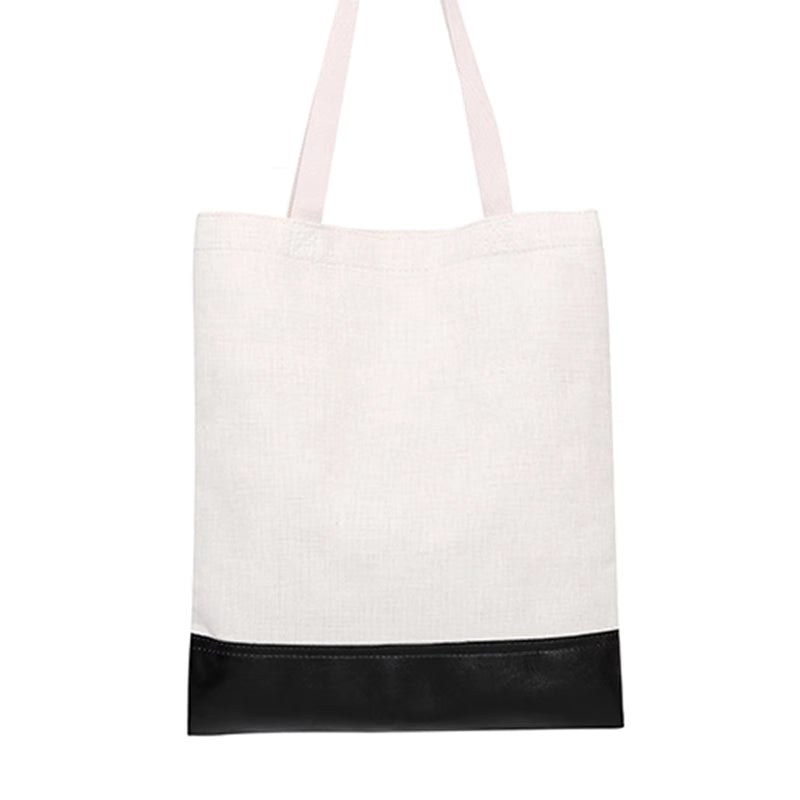 Linen tote bag with PU leather bottom (sublimate on both sides)