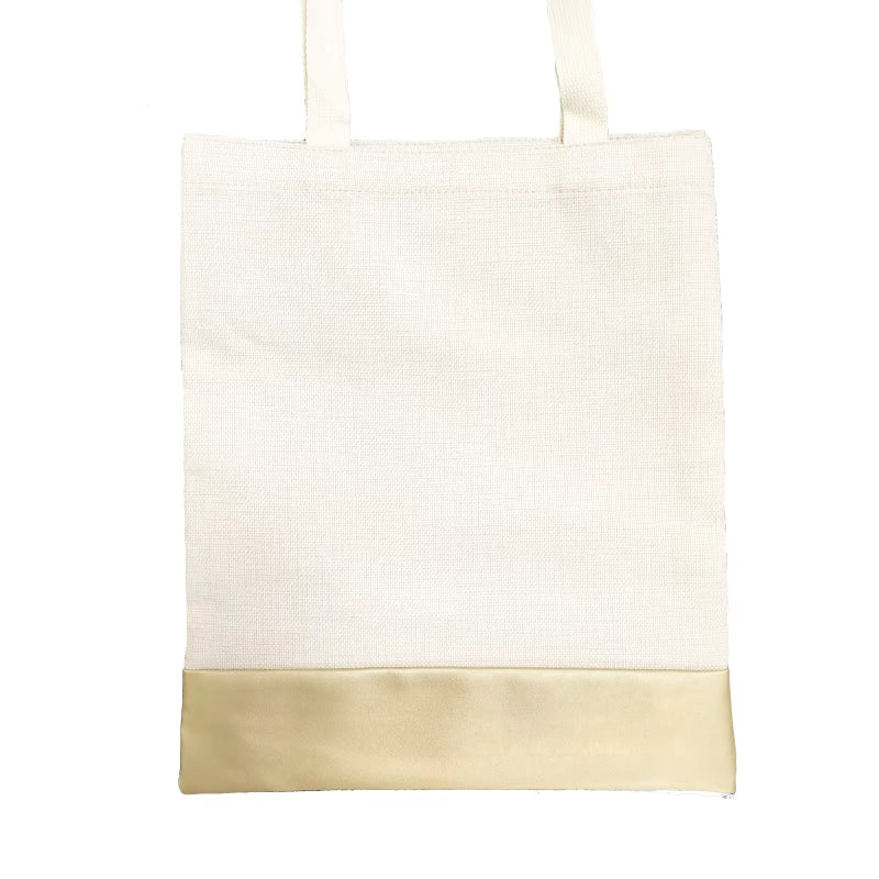 Linen tote bag with PU leather bottom (sublimate on both sides)