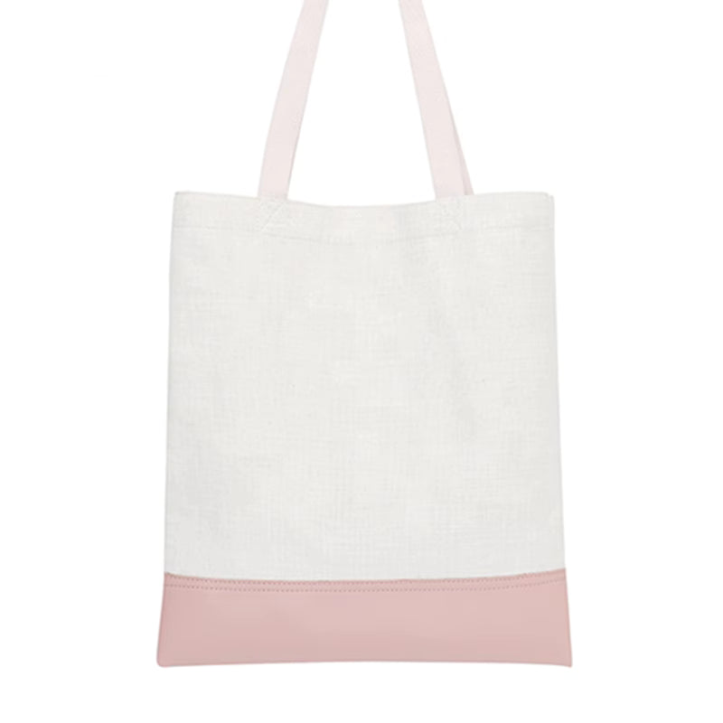 Linen tote bag with PU leather bottom (sublimate on both sides)