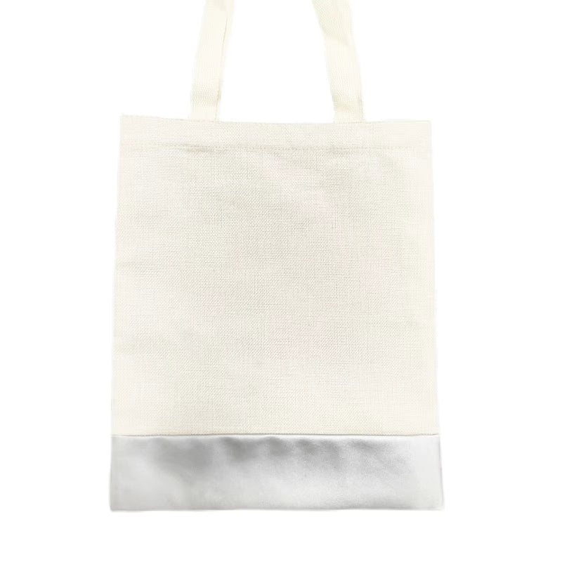 Linen tote bag with PU leather bottom (sublimate on both sides)