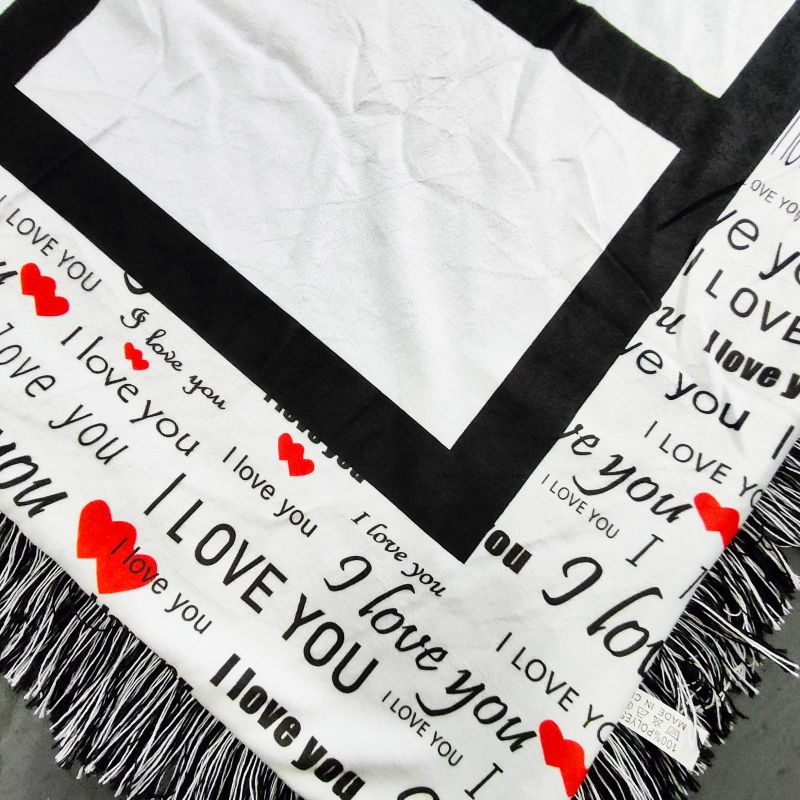 Blanket, Sublimation "I Love You" Print Border, 20 Panel