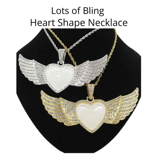 Necklace Large Angel Wing Necklace Sublimation lots of Bling