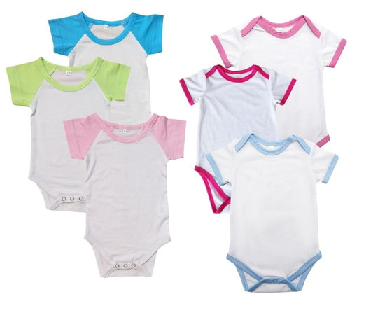 Baby Sublimation Onesie Jumpers  White & White With Color Trim (clearance)