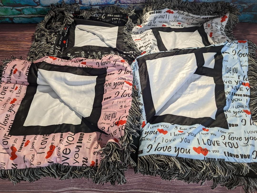 Blanket, Sublimation "I Love You" Print Border, 20 Panel
