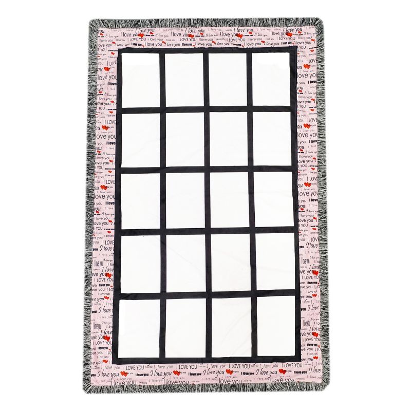 Blanket, Sublimation "I Love You" Print Border, 20 Panel