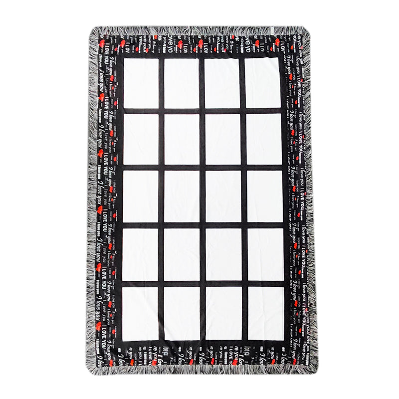 Blanket, Sublimation "I Love You" Print Border, 20 Panel