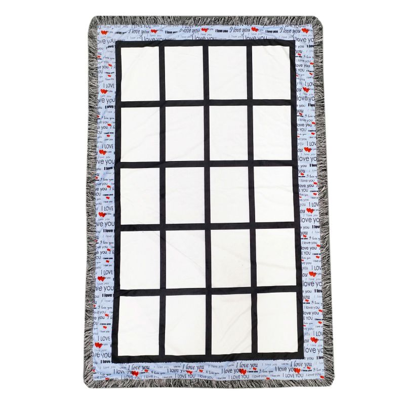 Blanket, Sublimation "I Love You" Print Border, 20 Panel