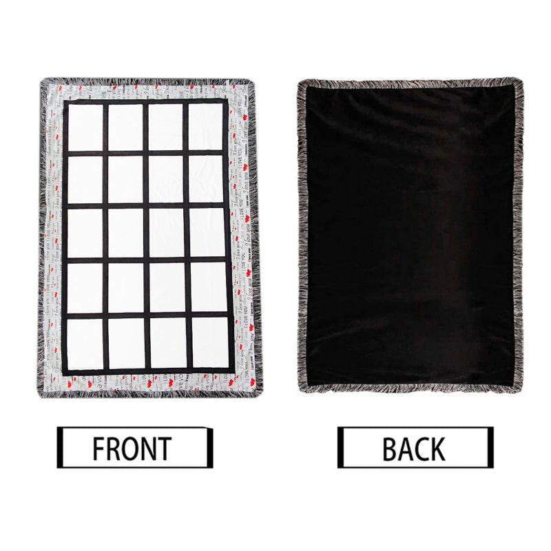 Blanket, Sublimation "I Love You" Print Border, 20 Panel
