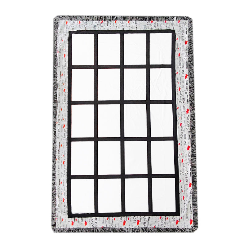 Blanket, Sublimation "I Love You" Print Border, 20 Panel