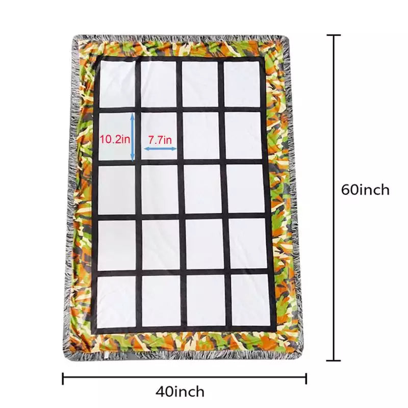 Blanket , Sublimation 20 Panel Camo Border Throw/Blanket (clearance)