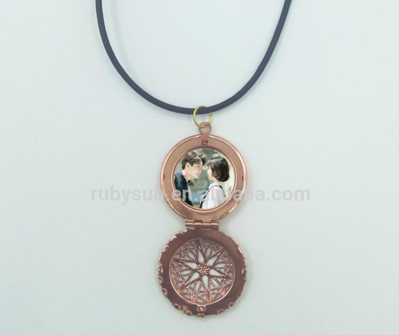 Necklace Sublimation Antique Star Locket with Leather Rope (clearance)