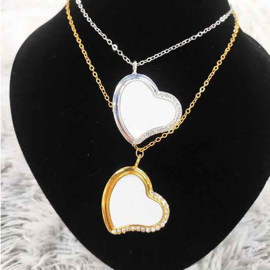 Necklace Sublimation  Heart Necklace with Diamonds