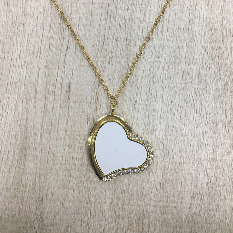 Necklace Sublimation  Heart Necklace with Diamonds