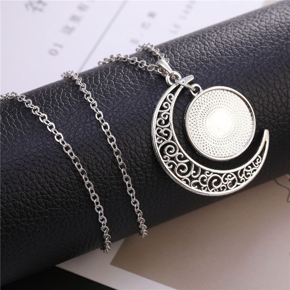 Necklace , Sublimation Moon Charm with 22" Chain