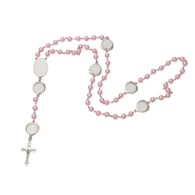 1pcs Sublimation Blank Rosaries Sublimation Prayer Beads Necklace Heat  Transfer Blank Rosary Printable Necklace for Baptism