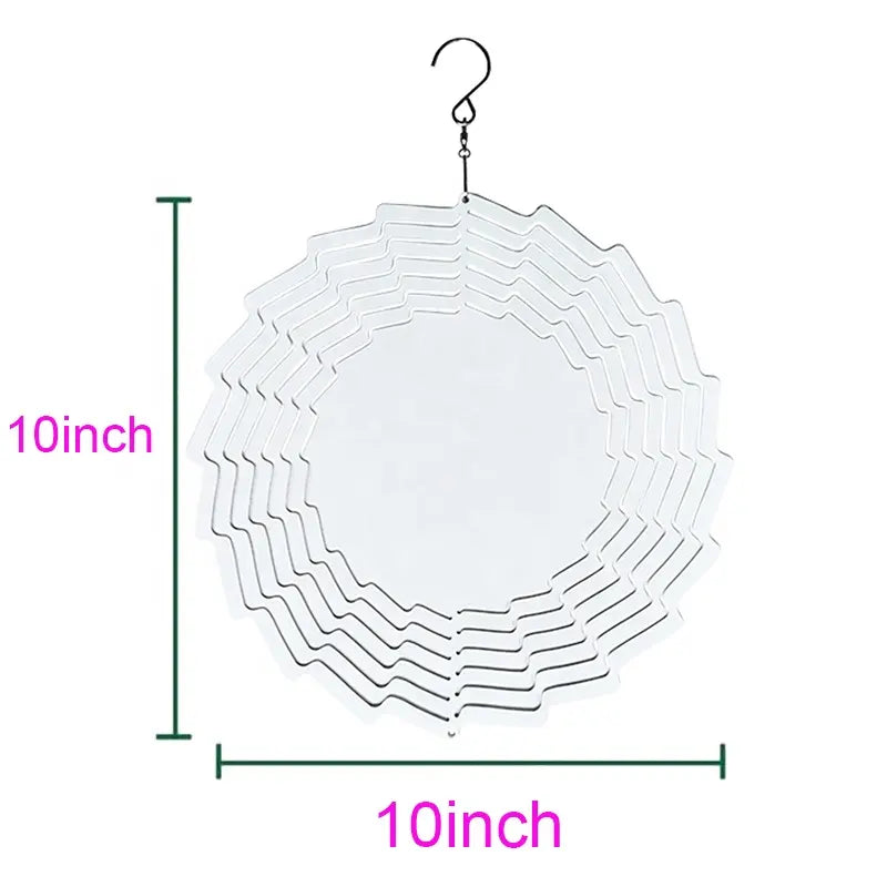 5 Pcs 10-Inch Sublimation Wind Spinner Blanks, Aluminum 3D Wind Spinners Sublimation Blanks Products, Double Sided Wind Spinners, for Indoor Outdoor